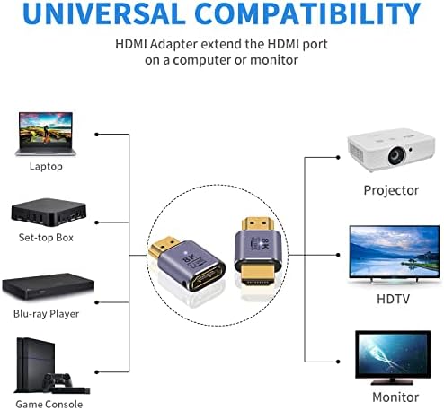 Poyiccot 8K-HDMI Adaptert, 2Pack, HDMI 2.1 a Férfi-Nő Adapter 48Gbps HDMI 2.1 férfi Férfi Adapter, UHD HDMI 2.1 Extender-Csatlakozó a 8K@60Hz,