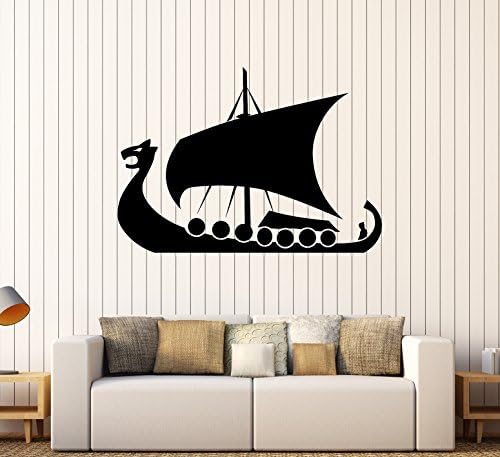DesignToRefine Vinil Fali Matrica Viking Hajók Barbár Gyerekek Művészet Fiú Szoba Matricák (250ig) Burgundy