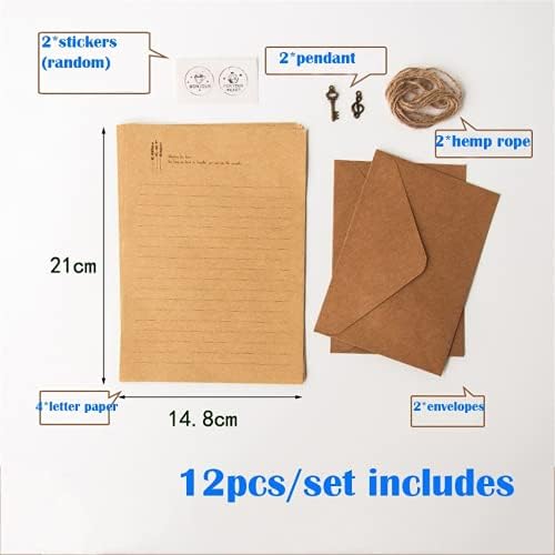 12db/Set Vintage Kraft Papír Papír Európai Stílusú Papír Levelet Írni Boríték, levélpapír, Irodai Papíráru