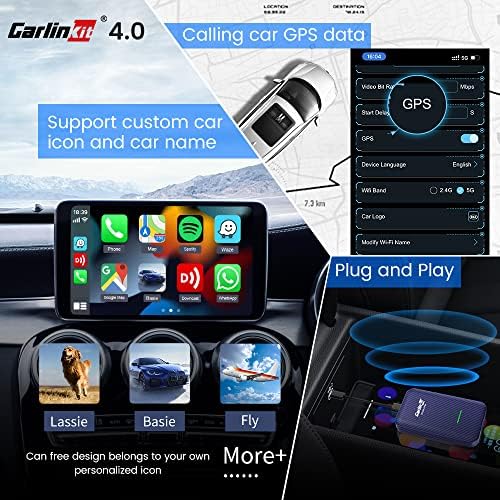 CarlinKit 4.0 Vezeték nélküli CarPlay Adapter, Vezeték nélküli Android Auto Dongle 2 az 1-ben Csak Kompatibilis, Beépített Vezetékes Carplay
