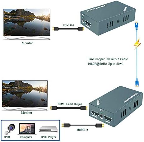 HDMI Extender 1080P@60Hz a Helyi Kimenet, Amely 165ft (50m) Hossz Átviteli CAT5e/CAT6/CAT7 Kábelt, Egy hálózati Adapter