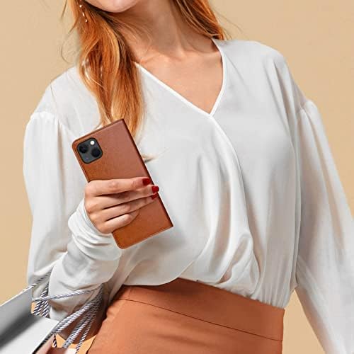 XcaseBar 2-az-1-Levehető iPhone 13 6.1 5G Tárca esetében【RFID-Blokkoló】 Hitelkártya Birtokos,Folio Flip Book PU Bőr Védő Fedelet,