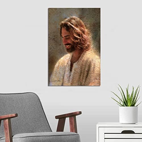 YBS Jézus Krisztus Mosolyogva Poszter Díszítő Festés Vászon Wall Art Nappali Plakátok Hálószoba Festés 16x24inch(40x60cm)