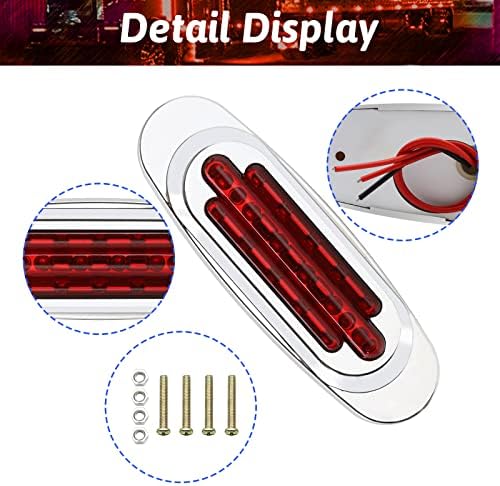 Biqing [Magas/Alacsony Fényerő] 2DB 6.4 Inch LED Piros Oldalsó Helyzetjelző Lámpák 16LED Felületre Szerelhető Clearance Fények 24V Első