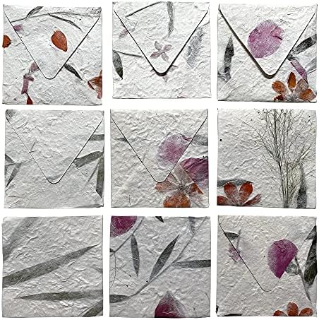 Sunne Trópusi 10 Kézzel készített Borítékok Választék Igazi Préselt Virág, Felvétele Kézzel készített Eperfa Papír boríték (10x10cm)