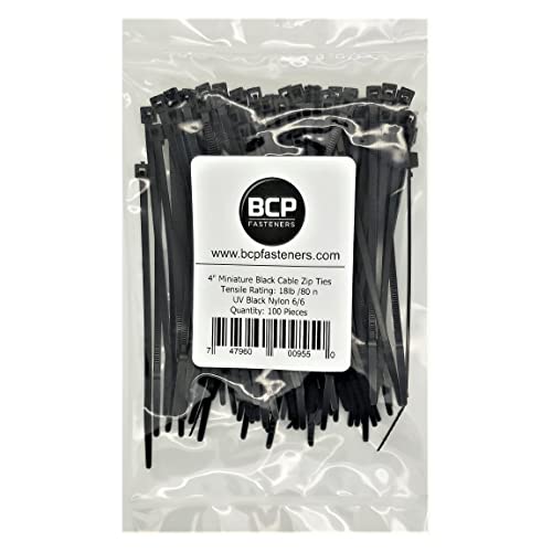 100 Db 4 Hüvelykes Fekete Nylon 18 lb-Kábel Zip Kapcsolatok | Made in USA | BCP895