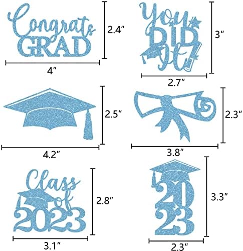Az érettségi Központi Botok 24PCS Csillogó Grad Választja Fél Asztal Dekoráció Végzős középiskolai Kollégium Jel Világos Kék