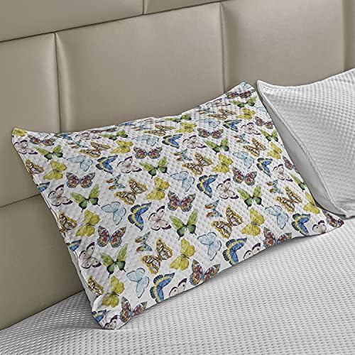 Ambesonne Pillangó Kötött Paplan Pillowcover, Színes Akvarell Állatok Számos Különböző Minták Elemek, Standard King Méretű