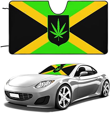 Jamaikai Zászlók A Kender Levél Autó Szélvédő Nap Árnyékban Összecsukható Nap Árnyékban Napellenző Pajzs Védő Fedelet a Legtöbb Autó 51x28