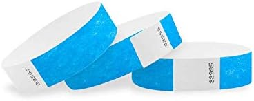 WristCo Neon Kék Tyvek Karszalag Események - Az 1000 Gróf ¾ x 10 - Vízálló Újrahasznosítható Kényelmes szakítószilárdságú Papír Karkötőt