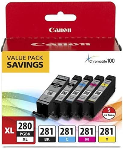 Canon PGI-280XL/CLI-281 5 Szín Csomag Kompatibilis TR8520, TR7520, TS9120 Sorozat,TS8120 Sorozat, TS6120 Sorozat