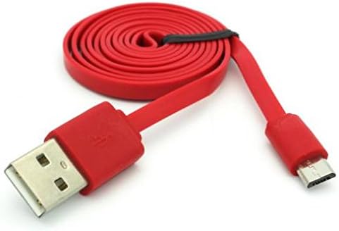 6ft USB Kábel, Lapos, Vörös MicroUSB Töltő Kábel elektromos Vezetéket Kompatibilis a Samsung Galaxy J7 - Galaxy J7 (2018) Finomítása - Galaxy