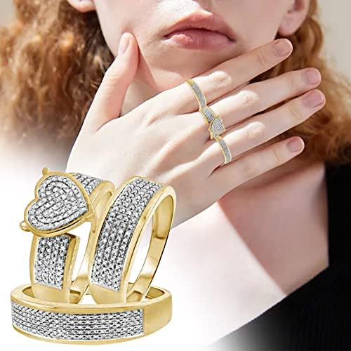 2023 Új Női Csillogó Gyémánt Teljes Diamond-Dupla Gyémánt Meghatározott Gyűrű Jegygyűrű Meghatározott Gyűrű Cirkónia Eljegyzési Gyűrű Két Darabos