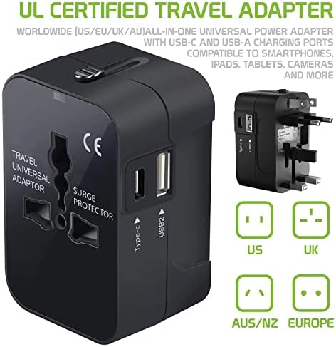Utazási USB Plus Nemzetközi Adapter Kompatibilis Oppo N3 Világszerte Teljesítmény, 3 USB-Eszközök c típus, USB-A Közötti Utazás