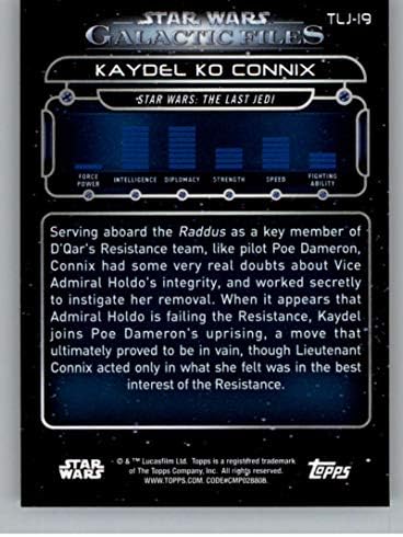 2018 Topps Star Wars Galactic Fájlok TLJ-19 Kaydel Ko Connix Hivatalos Non-Sport Kereskedelmi Kártya NM-es, vagy Jobb Conditon
