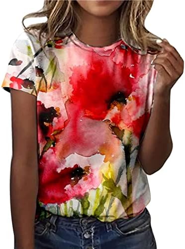Felső Női ruházat Nyári Őszi Rövid Ujjú Pamut Sleeve Csónak Nyakú Grafikus Nyomtatott Virágos Felső Póló Tini Lányok M4 M4