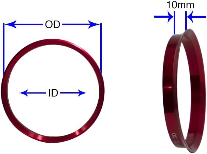 Kerék Tartozékok, Alkatrészek, Készlet 4 Hub Központú Gyűrű 72.56 mm OD, hogy 66.90 mm Hub ID, Piros Fém (Kerékagy Gyűrű, 4 Csomag,
