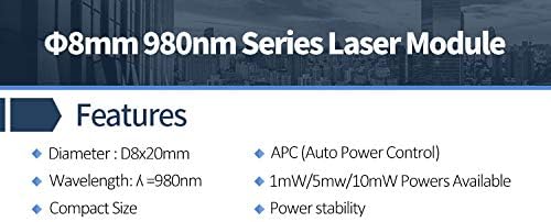 D8mm High-End Üveg Lencse 980nm 5mW IR Dot Lézer Modul Ipari Minőségű APC Vezető