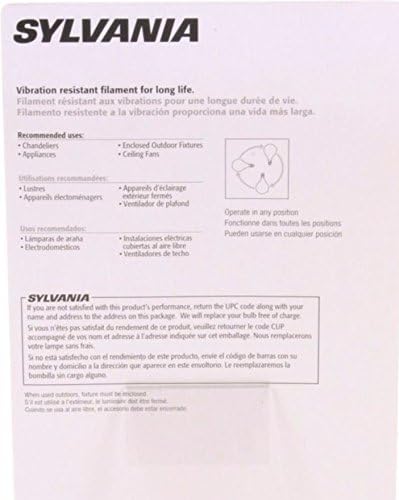 SYLVANIA 4-Pack 60 Wattos Tiszta Gyertyatartót Bázis Mennyezeti Ventilátor Fény