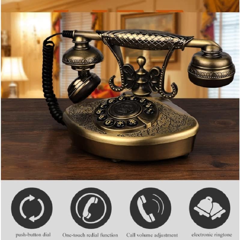ZYKBB Vintage Asztal Telefon Antik Stílus Gombot, Tárcsázza a Fém Telefon, Elektronikus Csengőhang, Otthoni Iroda Telefon Dekoráció