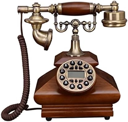 DLVKHKL Antik Retro Telefon Tömör Fa Vezetékes Dekoráció, Gombot, Tárcsázza a Hívófél-AZONOSÍTÓ, Háttérvilágítású Kihangosító Hívás (Szín