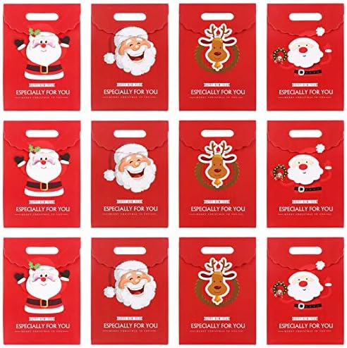 Cabilock Mikulás Ajándék Táska 12db Táskák Hordozható Candy Papír Táskák Táskák Bevásárló Tasak Fél Kezeli Táskák Ünnep, Karácsony
