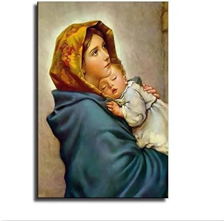 Anyja, Mária, Jézus Kép, Poszter Haza Wall Art Deco Ajándék HD Nyomtatás Művészet Esztétikai Deco Fali keret nélküli Keretes (Keretben,20×30inch)