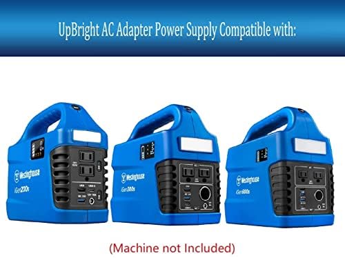UpBright AC Adapter Kompatibilis a Westinghouse iGen200s iGen300s iGen600s Hordozható erőmű 300 600 1200 Csúcs 194Wh 296Wh