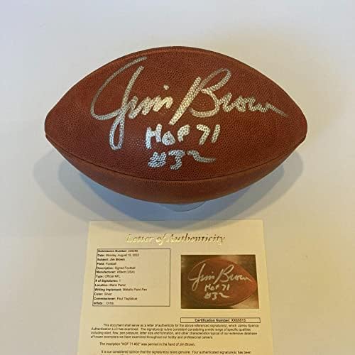 Jim Brown Hall Of Fame 197132 írta Alá Wilson NFL-Játék, Labdarúgó SZÖVETSÉG COA - Dedikált Focilabda