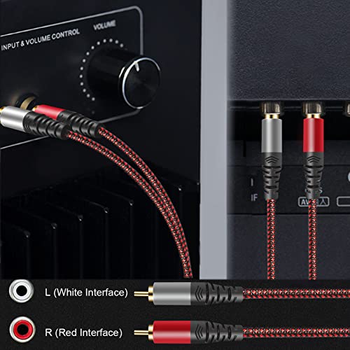 RCA Kábel 3Ft,2Rca Férfi 2-RCA Férfi Sztereó Audio Mélynyomó Kábel, [Hi-Fi Hang] Nylon-Fonott Kiegészítő Audio Kábel házimozi, HDTV, Erősítők,