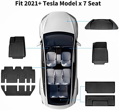 HANSSHOW Illik Tesla Model X 2022 2023 Szőnyeg 7 Üléses Prémium Minden Időjárási Anti-Slip Vízálló Emelet Hüvelyek Cargo Hátsó