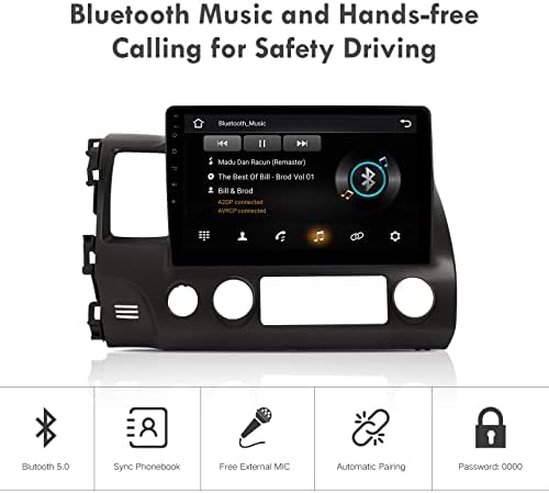 ViaBecs 10.2 Android 10.0 Autó Sztereó Vezeték nélküli Apple Carplay 1280x720 a Honda Civic 2006-2011 Bluetooth 5.0-S autórádió Érintőképernyő,