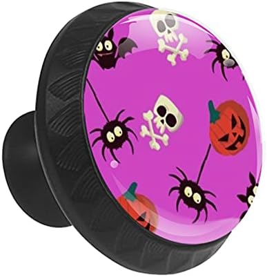 Aranyos Halloween Tök Sipder Bat Koponya Lila Háttér 35 mm-es Kerek Üveg Kabinet Gombok, Konyha Gombok a Fiókos Szekrény Szekrény
