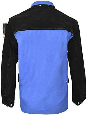QeeLink Hegesztés Kabát Split Bőr Ujjú | Prémium lángálló Pamut Body Hegesztő Kabátok, 4XL