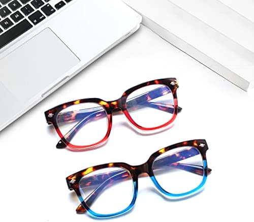 NORPERWIS 2 Csomag Olvasó Szemüveg Kék Fény Blokkolja a Nők,Rugós Zsanér Divat Olvasók Anti UV-Ray/Vakító Szemüveg