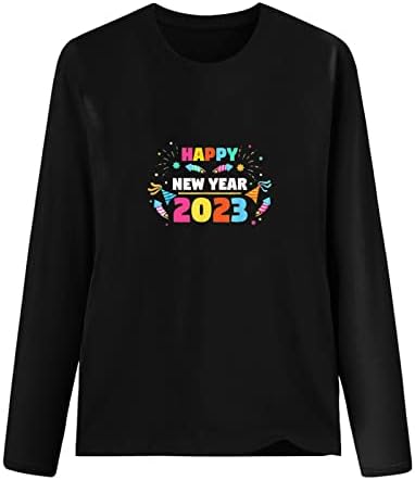 Boldog Új Évet 2023 Hosszú Ujjú Ing, Női, Tini Lányok Alkalmi Divat Sleeve T-Shirt Újdonság Póló Ing Blúz