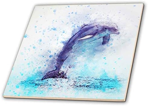 3dRose Vicces Akvarell Delfin Sealife tengeri Hal Víz alatti Dekoratív Csempe, Kerámia, Tiszta