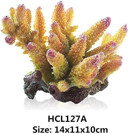 WSSBK Gyönyörű Akvárium Korall Növény Dísz Gyanta Mesterséges Kő Dekor akvárium Korallzátony Dekoráció Kő Akvárium Háttér (Szín : Sárga)