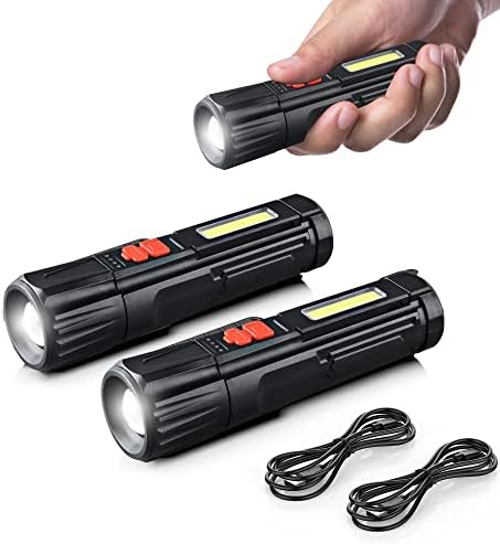 YXQUA USB Tölthető Zseblámpa - Kis & Fényes LED Mini Elemlámpa, Magas Lumen, 5 Mód, Nagyítható, COB Munka Fény, A Méret Pocket