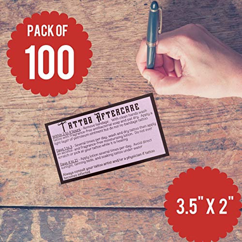 100 Rózsaszín Tetoválás Utáni Utasítások Üzleti Kártyák (3.5 X 2 hüvelyk) Után Tetoválás Készletek