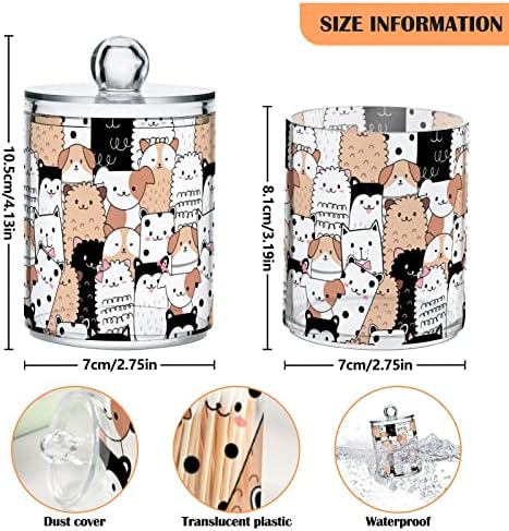 ALAZA 4 Csomag Qtip Jogosultja Adagoló Macskák Fürdőszoba Szervező Tartályokat a Vatta/Törlő/Párna/Fogselyem,Műanyag Patikus Üvegek Hiúság