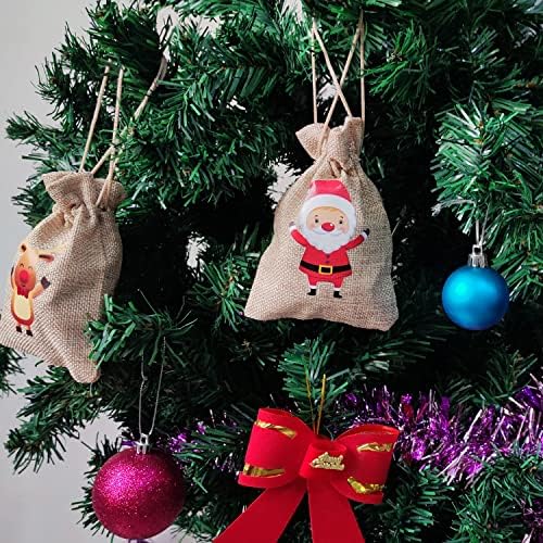 36 Pack Kis Karácsonyi Ajándék Táskák, Apró Zsákvászon Candy Zsák Összehúzható a Karácsonyi apróságot, Tömeges Karácsonyi