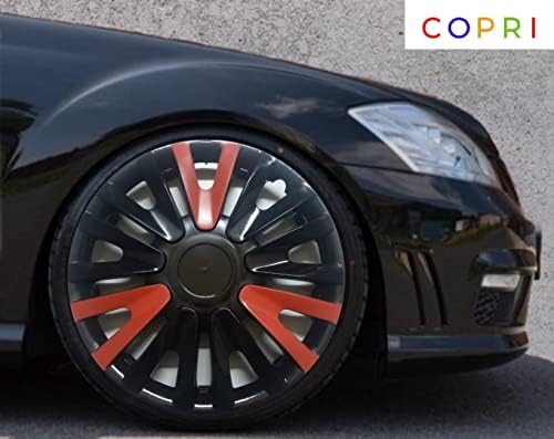 Copri Készlet 4 Kerék Fedezze 13 Colos Fekete-Piros Dísztárcsa Snap-On Illik Volkswagen VW
