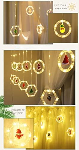 KESTY Bőr Szál Fény Hatszögletű Gyűrű Karácsonyi Függöny Fény Rajzfilm Alakú Hálószoba Dekoratív led Fény ChristmasSeries