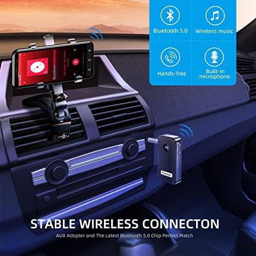 Smof Aux Bluetooth Adapter Autó,Bluetooth 5.0 Vevő/Hordozható kihangosító Hívás/Autó Sztereó Zene/zajszűrő/Vezeték nélküli Audio
