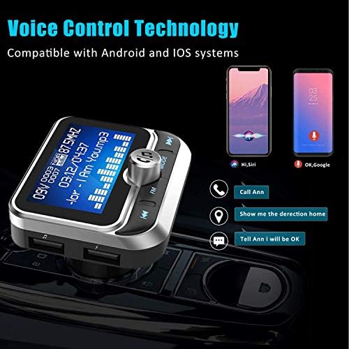 WYYHAA Bluetooth FM Transmitter Autóba, Vezeték nélküli Bluetooth-5.0-S Rádió Adapter Autóskészlet a Kihangosító Hívás 2 USB Port