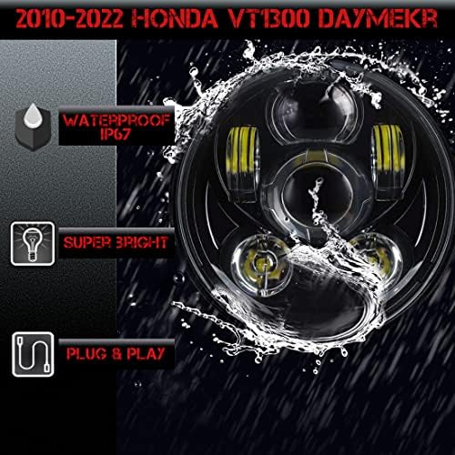 SLK-Fények VT1300 Fury LED Daymaker Fekete Fényszóró 5 3/4- Közvetlen Fit - Plug & Play - Kompatibilis Honda VT1300 2010-2022 Honda