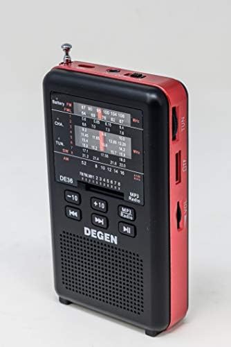DEGEN DE36 Újratölthető AM FM Rádió & MP3 Lejátszó, Beépített Micro SD / TF Kártya Olvasó