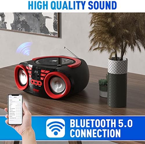 Pyle-t, Hordozható CD-Lejátszó Bluetooth Boombox Hangszóró - AM/FM Sztereó Rádió & Audio Hang, Támogatja a CD-R-RW/MP3/WMA,