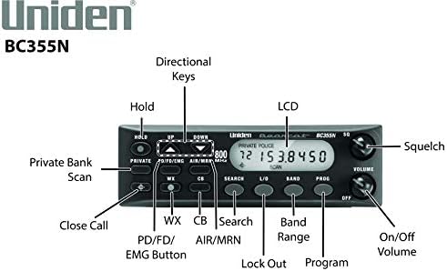 Uniden BC355N 800 MHz-es 300-Csatorna Alap/Mobil Szkenner, Közel RF Rögzítés, Fekete-Villamos 1089-BNC Szkenner Mini-Mágnes Antenna VHF/UHF/800MHz-1,